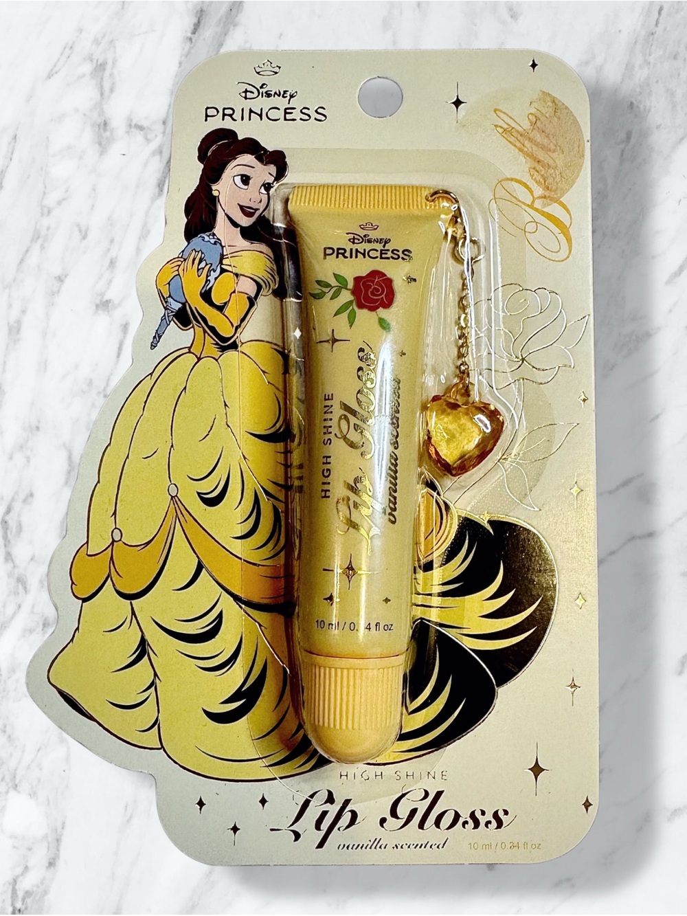 Disney Princess Belle Yellow High Shine Lip Gloss with Heart Charm